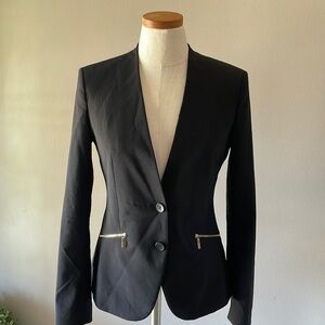 BOSS Hugo BOSS women’s virgin wool stretch tailored black blazer zip pockets 4